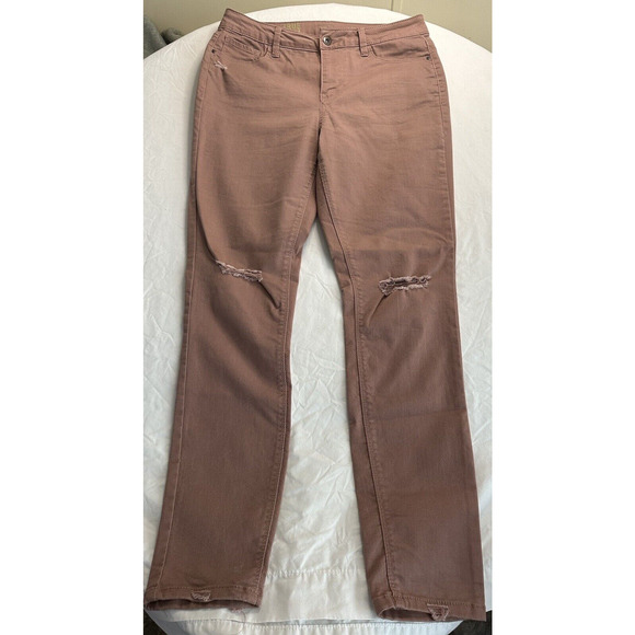 True Craft Jeans Mid Rise Skinny Women's Size 11 Rose Color Distressed - Picture 6 of 12